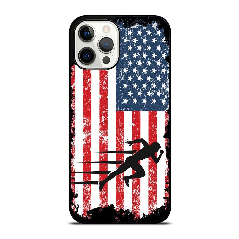 Running American USA Flag For Marathon Runners iPhone Case